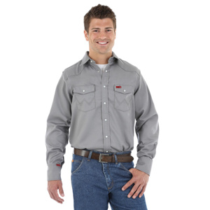 Wrangler FR Western Snap Work Shirts Large Tall Charcoal Mens