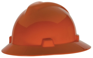 MSA V-Gard® Fas-Trac® Slotted Full Brim Hard Hats 6-1/2 - 8 in 4 Point Ratchet Orange