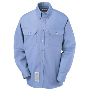 Workwear Outfitters Bulwark FR Midweight Button Uniform Shirts Large Light Blue Mens