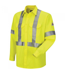 Workwear Outfitters Bulwark FR High Vis Reflective Button Work Shirts 2XL High Vis Lime Yellow Mens