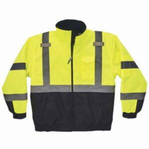 Ergodyne GloWear® High Vis Reflective Lined Insulated Hooded  Bomber Jackets 2XL Black/High Vis Lime Yellow Type R, Class 3 Mens