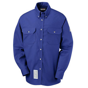 Workwear Outfitters Bulwark FR Midweight Button Uniform Shirts Small Royal Blue Mens