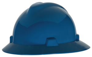 MSA V-Gard® Fas-Trac® Slotted Full Brim Hard Hats 6-1/2 - 8 in 4 Point Ratchet Blue