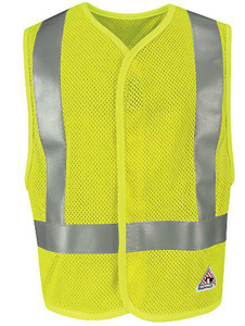 Workwear Outfitters Bulwark FR High Vis Reflective Hook & Loop Mesh Vests 2XL/3XL High Vis Yellow Type R, Class 2, 107 Class E