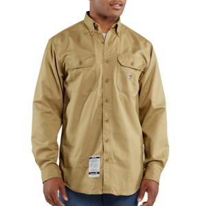 BSE Kits - Carhartt FR Classic Button Work Shirts - TEP Logo Medium Khaki Mens