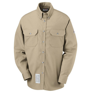 Workwear Outfitters Bulwark FR Midweight Button Uniform Shirts Small Tall Khaki Mens