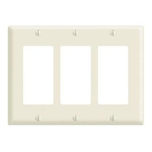 Leviton Standard Decorator Wallplates 3 Gang Almond Plastic Device