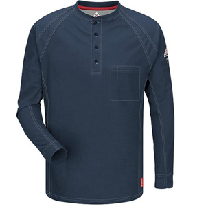 Kits - Workwear Outfitters Bulwark FR iQ Series® Lightweight Henleys - Co-Mo Logo Large Dark Blue Mens