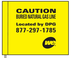 Blackburn Contractor Marking Flags Black/Yellow Caution- Buried Natural Gas Line Located By DPG 877-297-1785