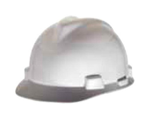MSA V-Gard® Fas-Trac® Slotted Full Brim Hard Hats 6-1/2 - 8 in 4 Point Ratchet White