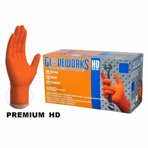 Ammex Industrial Heavy Duty Disposable Gloves 2XL Nitrile Orange