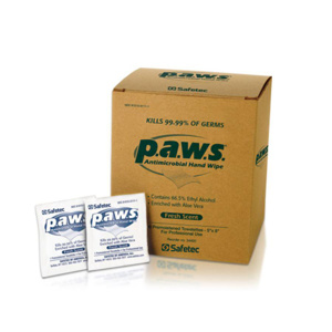 Safetec p.a.w.s.® Antimicrobial Hand Wipes 5 x 8 in 100 Wipes Per Box
