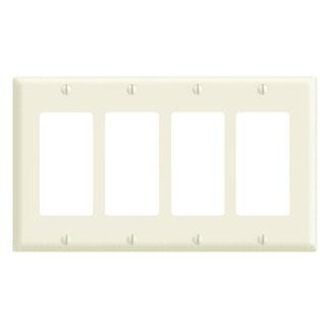 Leviton Standard Decorator Wallplates 4 Gang Almond Plastic Device
