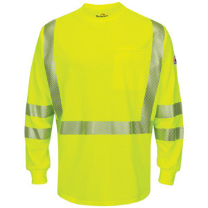 Workwear Outfitters Bulwark FR High Vis Reflective Lightweight Shirts Large High Vis Lime Yellow Mens