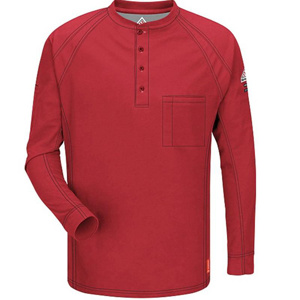 Kits - Workwear Outfitters Bulwark FR iQ Series® Lightweight Henleys - Co-Mo Logo Large Red Mens