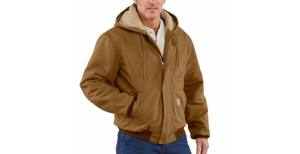 Carhartt FR Lined Insulated Heavyweight Hooded Jackets Large Brown Mens