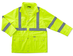 Ergodyne GloWear® High Vis Reflective Mesh-lined Hooded Rain Jackets 2XL High Vis Lime Mens