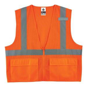 Ergodyne GloWear® High Vis Reflective Full Zip Mesh Vests 4XL/5XL High Vis Orange Type R, Class 2, 107 Class E