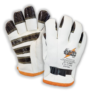 Power Gripz Standard FR Low Voltage Leather Protectors 10 - 10.5 Cowhide Leather, Kevlar® White
