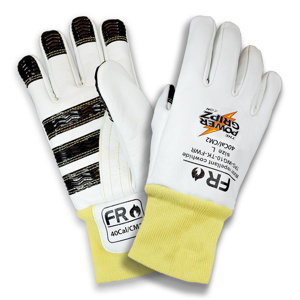 Power Gripz FR Leather Utility Work Gloves with Wick Cuff 2XL White/Yellow Cut A4, Puncture 3 Kevlar®, Cowhide Leather (Top Grain)