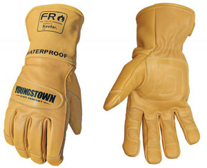 Youngstown Glove FR Waterproof Leather Utility Gloves with 4 in Safety Cuff 3XL Tan Cut A4, Puncture 5 Goatskin Leather