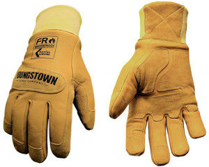 Youngstown Glove FR Winter Leather Waterproof Ground Gloves with Long Knit Cuff XL Tan Cut A4, Puncture 5 Goatskin Leather, Goat Suede