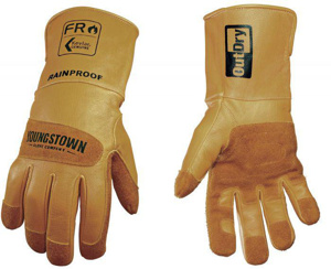 Youngstown Glove OutDry® FR Leather Rain Work Gloves with Long Wick Cuff XL Tan Cut A2, Puncture 3 Goatskin Leather