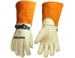 Youngstown Glove FR 14 in Leather Protectors 10 - 10.5 Cream/Orange Puncture 5 Coats®, Cowhide Leather, Suede