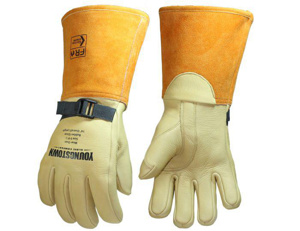 Youngstown Glove FR Leather Protectors 8 - 8.5 Cream/Tan Cut A3, Puncture 5 Coats®, Cowhide Leather, Suede