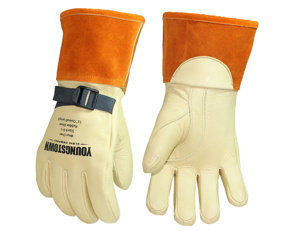 Youngstown Glove FR 12 in Leather Protectors 12 Cream/Tan Cut A3, Puncture 5 Coats®, Cowhide Leather, Suede