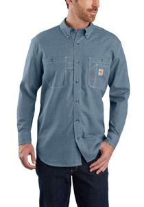 BSE Kits - Carhartt FR Force® Original Fit Lightweight Button Shirts - Trico Logo Mens Large Steel Blue 8.6 cal/cm2