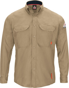 Workwear Outfitters Bulwark FR iQ Series® Lightweight Button Work Shirts Small Khaki Mens