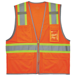 Kits - Ergodyne GloWear® High Vis Reflective Lightweight Full Zip Mesh Vests - Summit Logo L/XL High Vis Orange Type R, Class 2, 107 Class E