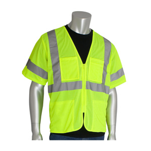 PIP Value Series High Vis Reflective Short Sleeve Full Zip Mesh Vests XL High Vis Lime Type R, Class 3, 107 Class E