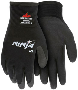 MCR Safety Ninja® Ice Dipped Gloves Medium Black Acrylic, Nylon