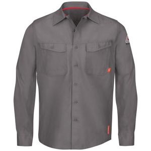 Workwear Outfitters Bulwark FR iQ Series® Relaxed Button Work Shirts Large Gray Mens