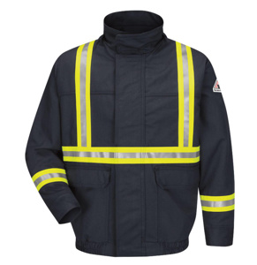 Workwear Outfitters Bulwark EXCEL FR® Reflective Lined Lightweight Bomber Jackets 2XL High Vis Yellow/Navy Mens