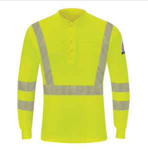 Workwear Outfitters Bulwark FR High Vis Reflective Lightweight Henleys 2XL Tall High Vis Lime Yellow Mens