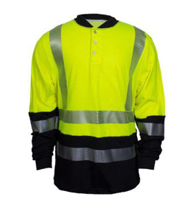 NSA FR Vizable® Hybrid High Vis Reflective Henleys Small High Vis Yellow Mens