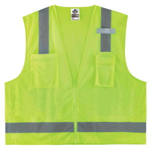 Ergodyne - GloWear® High Vis Series Type R Class 2 Zipper-front Economy Surveyors Safety Vests - Customer Logo Lime Yellow 2XL/3XL