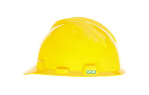 MSA V-Gard® Staz-On® Slotted Cap Brim Hard Hats 6-1/2 - 8 in 4 Point Squeeze Yellow