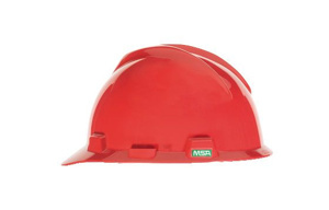 MSA V-Gard® Staz-On® Slotted Cap Brim Hard Hats 6-1/2 - 8 in 4 Point Squeeze Red