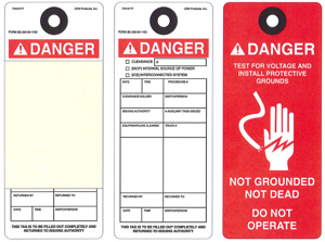 Trident Solutions LEM FN Series Self-laminating Danger Tags Danger Test for Voltage Install Protective Grounds. Not Grounded not Dead. Do Not Operate PVC Black/Red on White 4 x 9.5 in