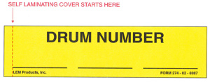 Trident Solutions LEM FN Series Self-laminating Safety Tags Drum Number PVC Black on Yellow 6 x 1.5 in
