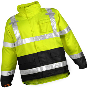 Tingley Job Site™ Icon™ High Vis Reflective Mesh-lined Hooded Rain Jackets XL Black/High Vis Yellow Mens