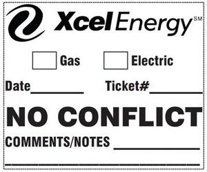 Xcel Recently Buried Gas Line Flags Black on Clear No Conflict 5 x 8 in