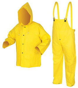MCR Safety Wizard Limited FR 3-Piece Rain Suits - Bib, Jacket, Hood Large Yellow Mens