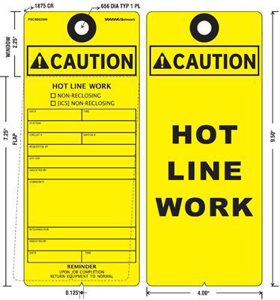 Electromark PSCO Hotline Work Tags Hot Line Work Black on Yellow 4 x 9.5 in