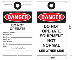 Electromark PSCO Lockout Tags - Do Not Operate Do Not Operate Equipment Not Normal 4 x 7 in Black/Red on White