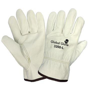 GLOBAL GLOVE & SAFETY MANUFACTURING Premium Cowhide Leather Gloves 2XL Cowhide Leather Beige